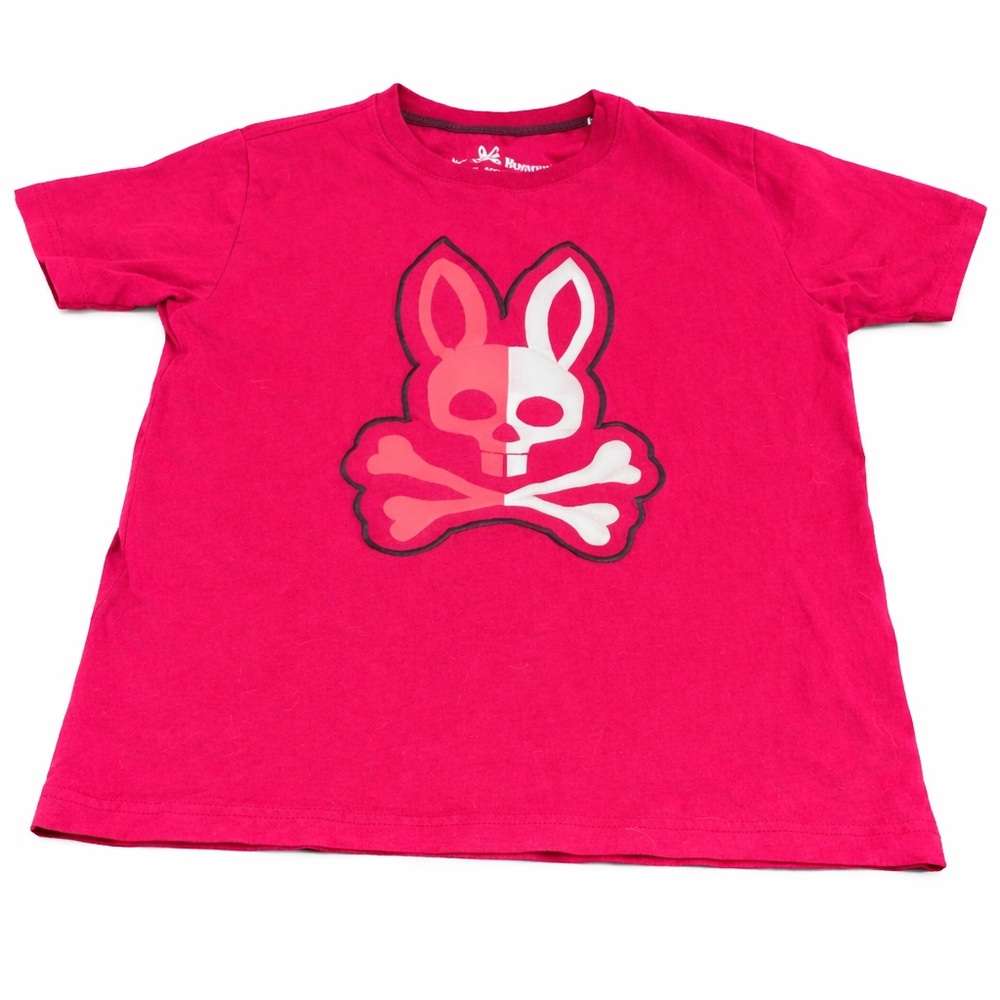 💖💖Psycho Bunny Youth Burgandy Graphic T-Shirt Bunny Skull Logo💖💖